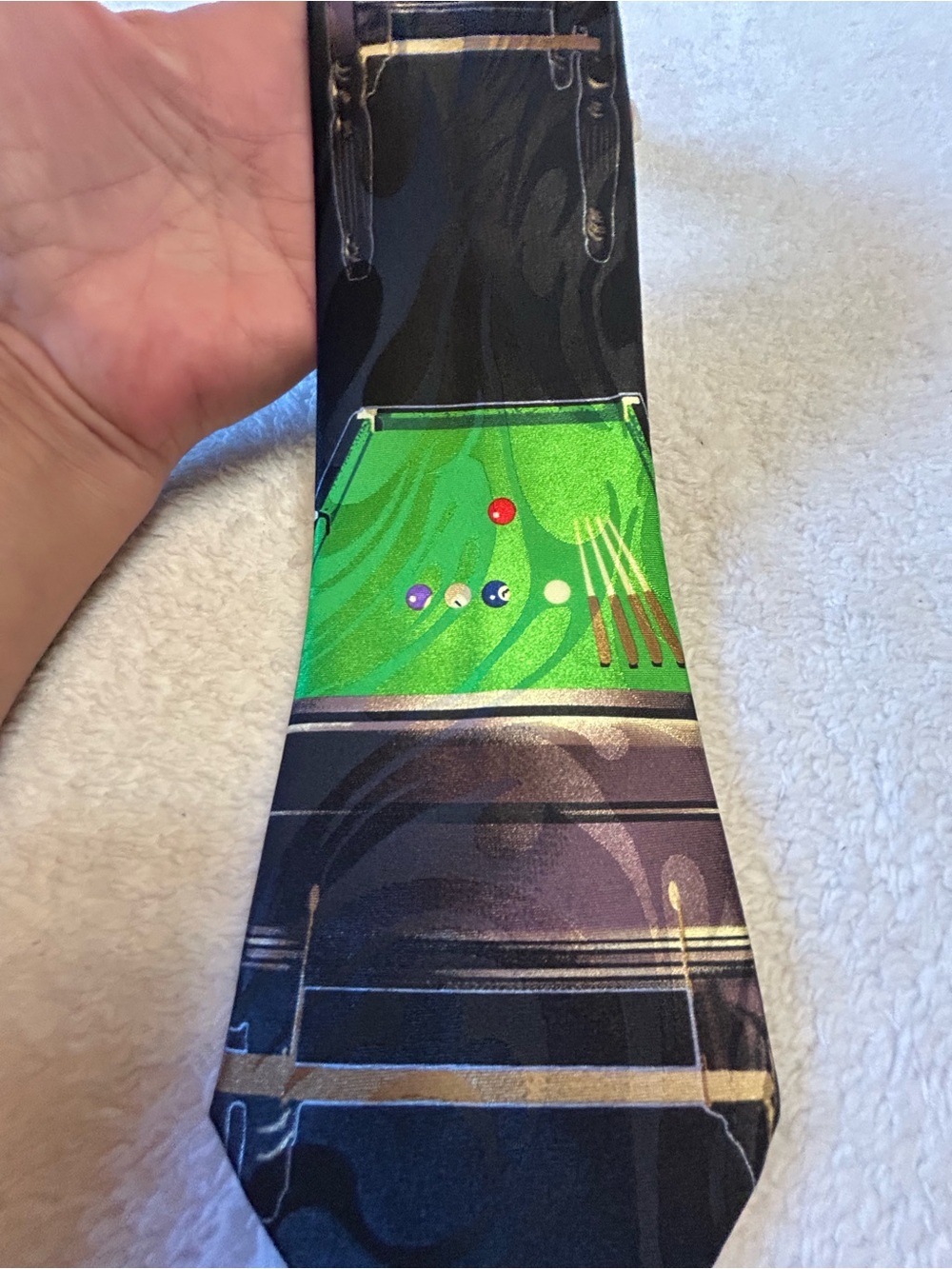 🎁3 for $30 - Novelty Necktie with Green Pool Table Design